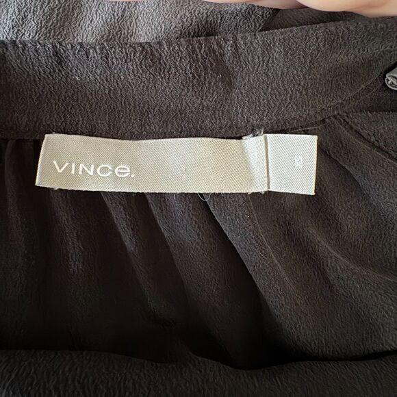 Vince Shirred Sleeve 100% Silk Dress Drawstring Waist Minimalist Luxury Size XS - Picture 5 of 7